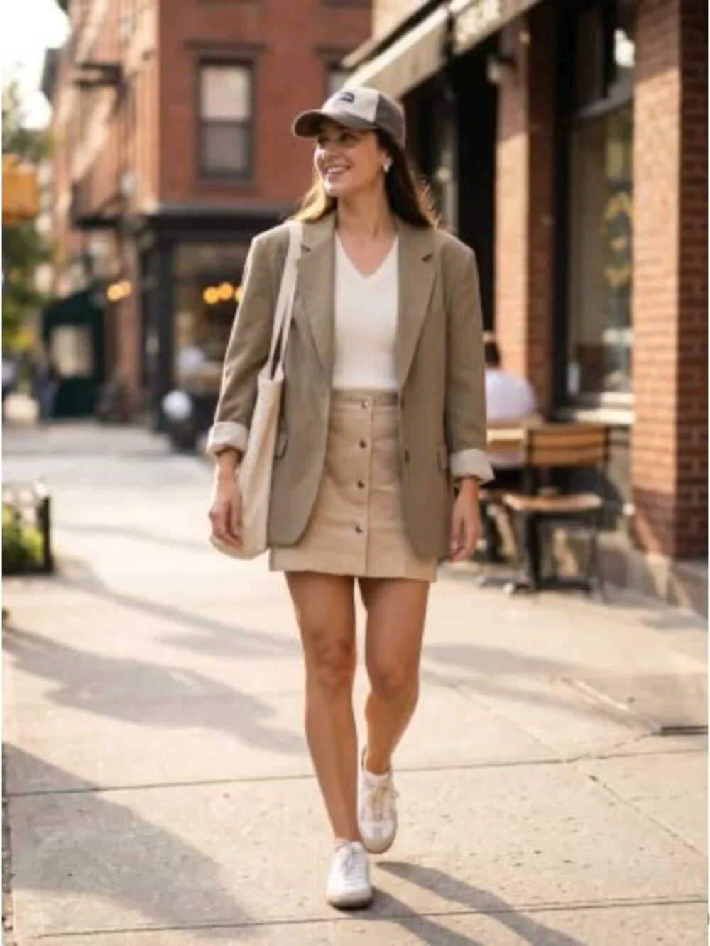 Women's Corduroy Skirt High Rise Mini A-Line Stretchy Button Fly Pockets